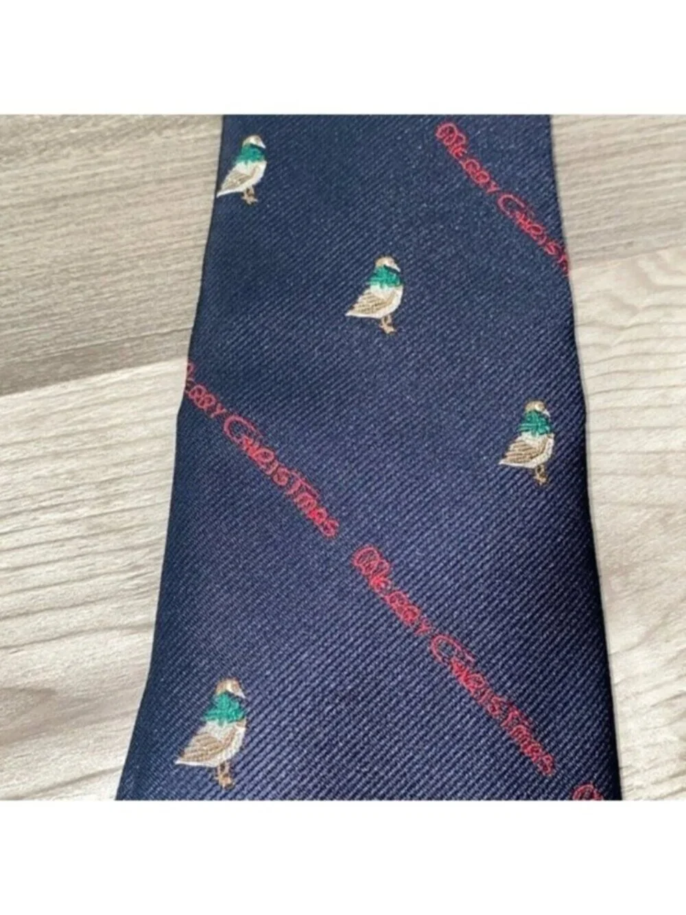 Robert Talbott Neck Tie Mallard Duck Merry Christmas Bow Novelty Blue Red 55